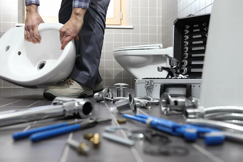 Plumbing tools prepared for a bathroom repair in Fort Walton Beach