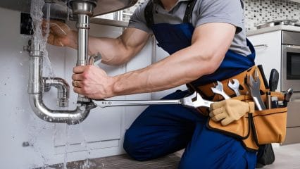 Technician using electronic equipment to detect a plumbing leak in Fort Walton Beach